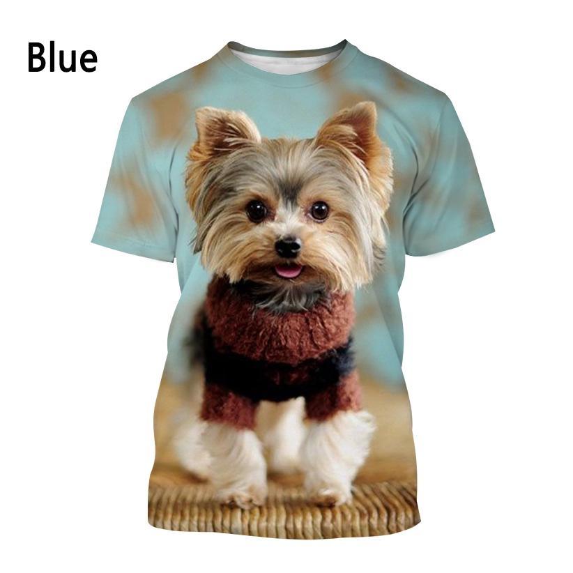 Yorkshire Terrier Hund 3D T-Shirt Herren und Damen Mode T-Shirt Sommer Casual Kurzarm Rundhalsausschnitt Haustier Hund Shirt Top 6XL