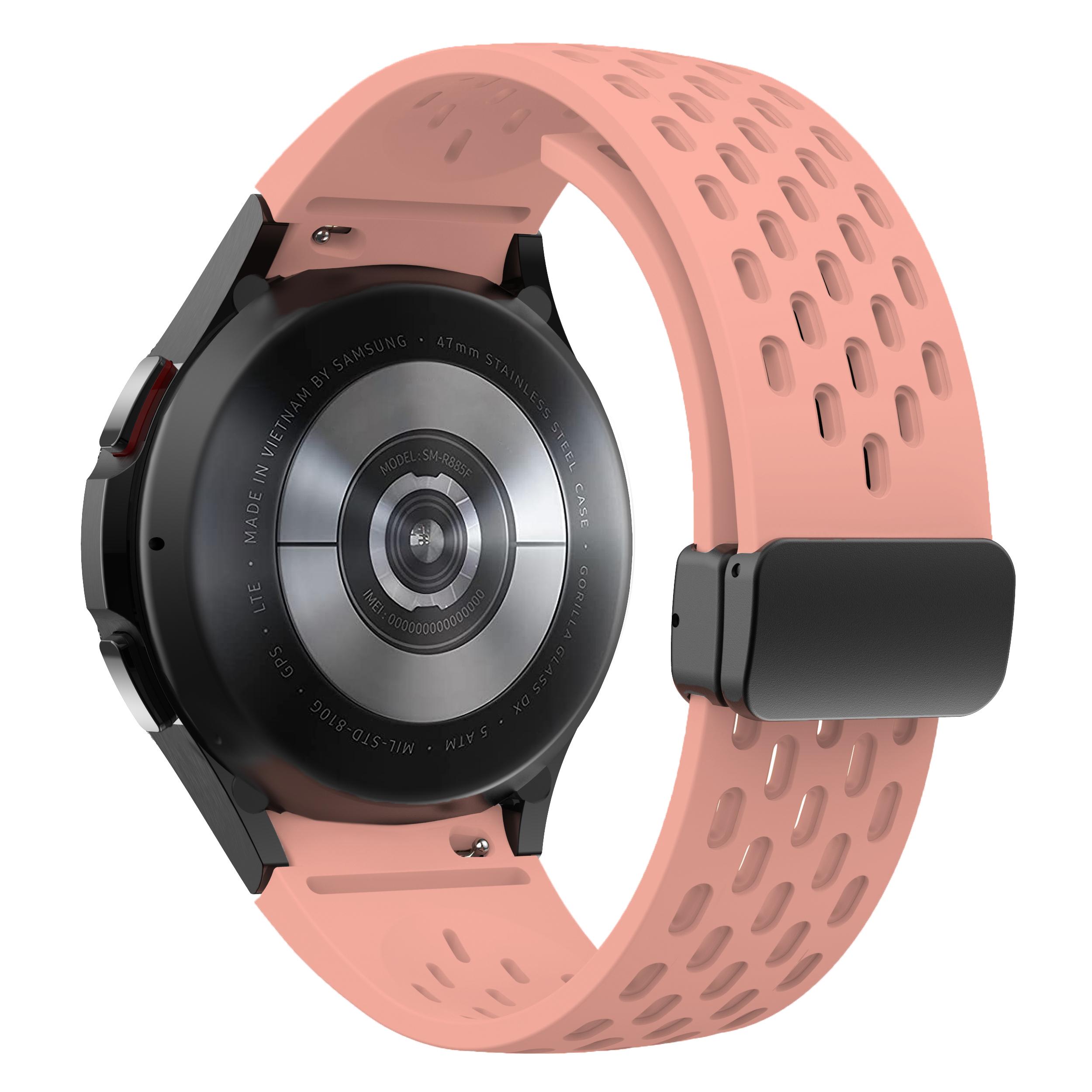 Silikonarmband für Samsung Galaxy Watch 6 Classic 43 mm 47 mm 5Pro 45 mm Magnetschnallenband für Galaxy Watch 6 5 4 40 mm 44 mm 46 mm For Watch 4 Classic rosa