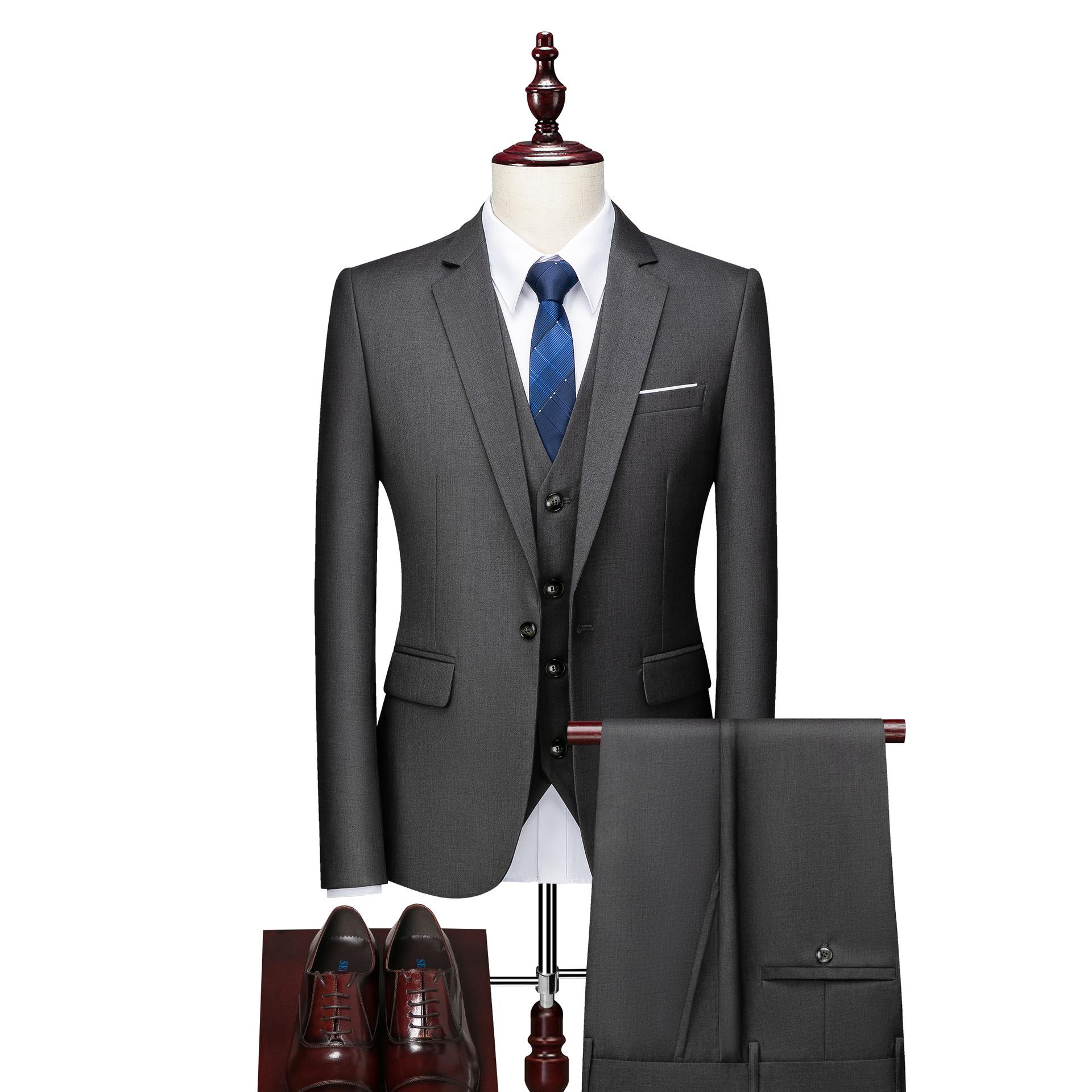 Herrenanzug Anzug Dreiteiliges Set für Herren Großer einfarbiger Anzug Business Professional Anzug 4XL dunkelgraue