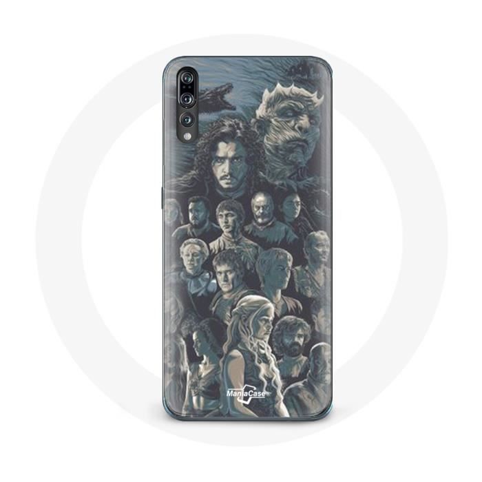 Hülle für Huawei P20 Game of Thrones Staffel 8 Game of Thrones Poster Charaktere grauer Hintergrund