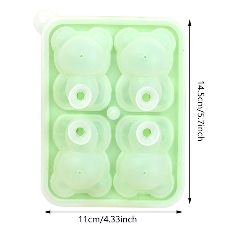 3D-Bären-Eiswürfelform, Bären-Eiswürfelschale, leicht zu lösender Silikon-Eisball-Maker, Getränketablett für gekühlte Getränke, Whisky und Cocktails grün