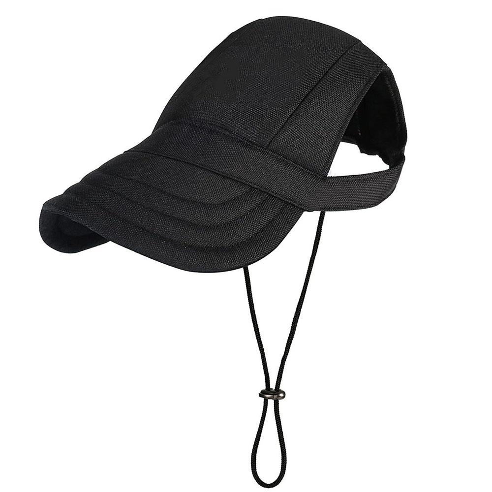 Hundehut, Hunde-Sonnenhut, Hunde-Baseballkappe, Hunde-Trucker-Mütze, Haustierhüte für kleine, mittelgroße und große Hunde mit Ohrlöchern, verstellbarem Kordelzug S schwarz