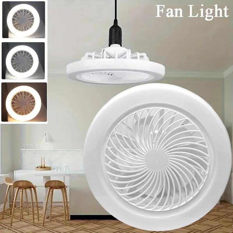 2-in-1 Drei-Geschwindigkeits-Modus LED-Ventilator Licht LED Lampe Perle E27 Schraube Ventilator Licht Fernbedienung Wand Steuerung Schlafzimmer Licht Ventilator Decke 3 mode weiß
