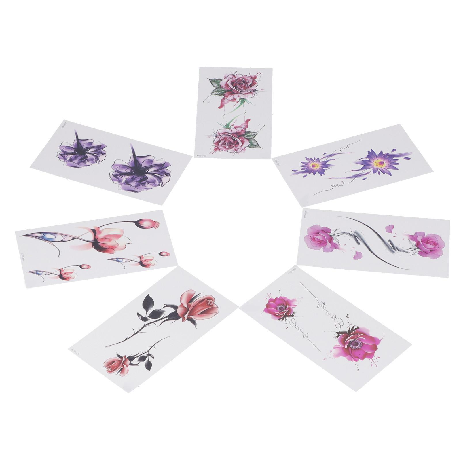 7 Blatt Blumenmuster Frauen Tattoo Aufkleber Wasserdicht Temporärer Tattoo Aufkleber Zubehör