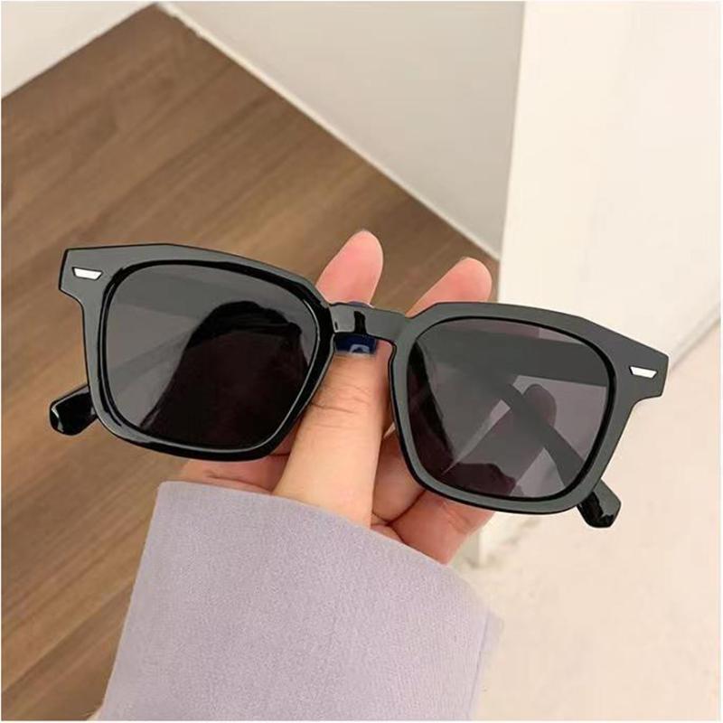 Neue Retro-Sonnenbrille Damen Sonnenbrille Mode Persönlichkeit Reis Nagel Quadrat Sonnenbrille nicht polarisierte Mode-Accessoire schwarz