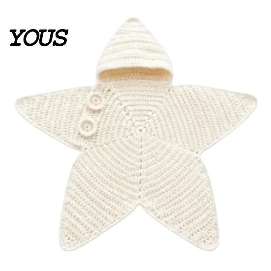 Seestern Schlafsack für Neugeborene, Gestrickter Schlafsack mit Kapuze, Kuschelige Sternförmige Baby-Tragbare Decke, Neugeborenen-Fotografie weiß