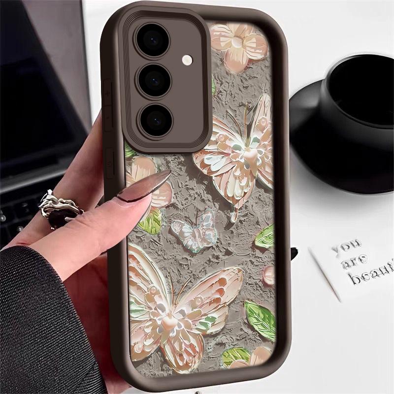 Ölgemälde Schmetterling Hülle Für Samsung Galaxy S25 Edge S24 S23 S22 Ultra S21 FE A56 A55 A54 A53 A35 A15 A25 A34 A16 Weiche Hülle For Galaxy S23