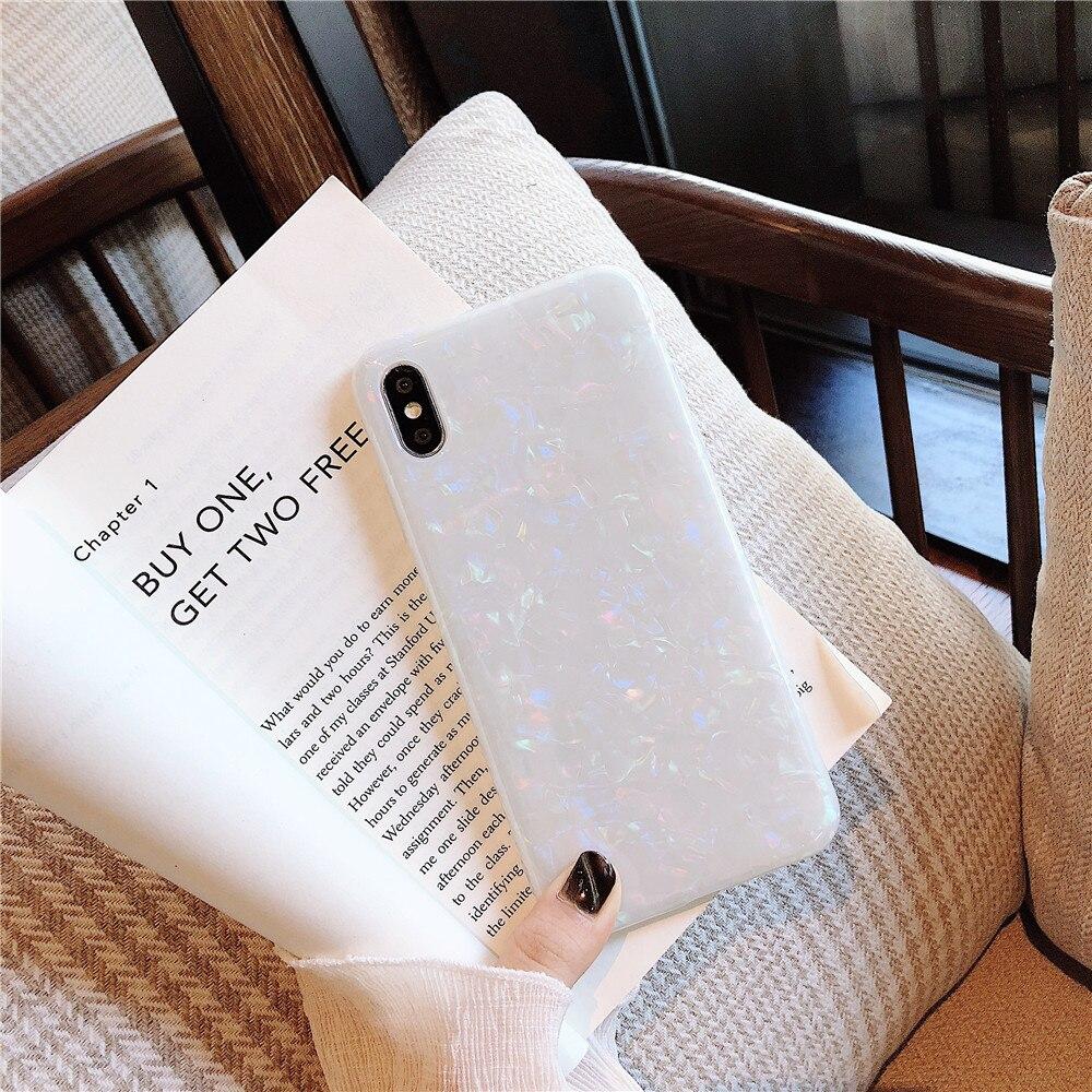 Glänzende Marmorhülle für Samsung Galaxy Note 20 10 Plus S8 S9 S10 S20 FE Plus S7 Edge S20 Ultra Conch Shell Silikon Soft Case For Samsung S9 Plus weiß