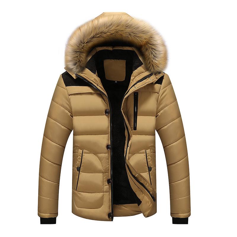 Warmer Mantel Oberbekleidung Dicke Winter Neue Männer Warme Jacke Mäntel Pelzkragen Mit Kapuze Parka Daunenjacken M khaki