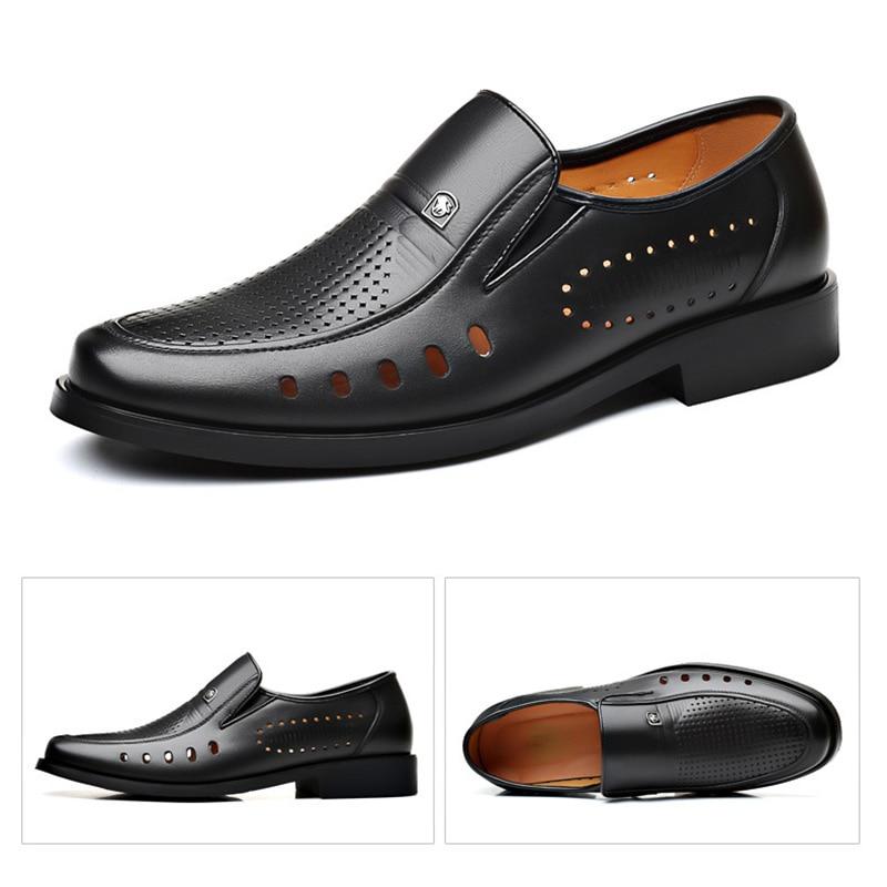 Neue Sommer Schuhe Männer Brogues 100% Echtes Leder männer Casual Schuhe Marke Kuh Leder Männliche Schuhe Schwarz Weiß 45 schwarz