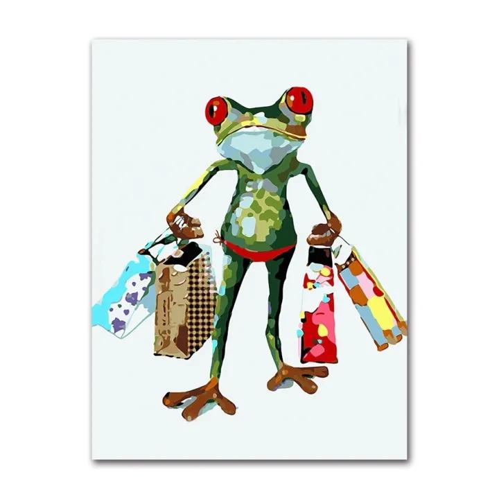 Niedlicher Frosch Graffiti Kunst Leinwand Malerei Abstrakte Tiere Poster und Drucke auf Leinwand Wand Kunst Bild für Home Wohnzimmer Dekor 40x60cm No Framed