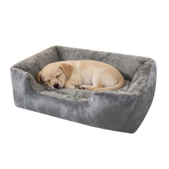Rechteckiges Haustierbett Gemütliches Orthopädisches Sofa-Bett für Katzen Warmes Plüsch-Hunde-Beruhigungsbett für Katzen Hunde Mehrere Größen Farben M grau