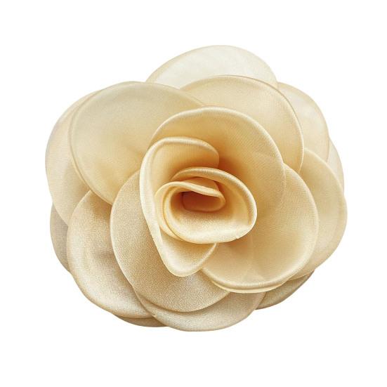 Formelle Anlässe Corsage Französischer Stil Große Kamelie Mesh Stoff Braut Bräutigam Hochzeit Brosche Abschlussball Party Bankett Kleid Anzug Mantel Brosche Kleidung DIY 14cm khaki