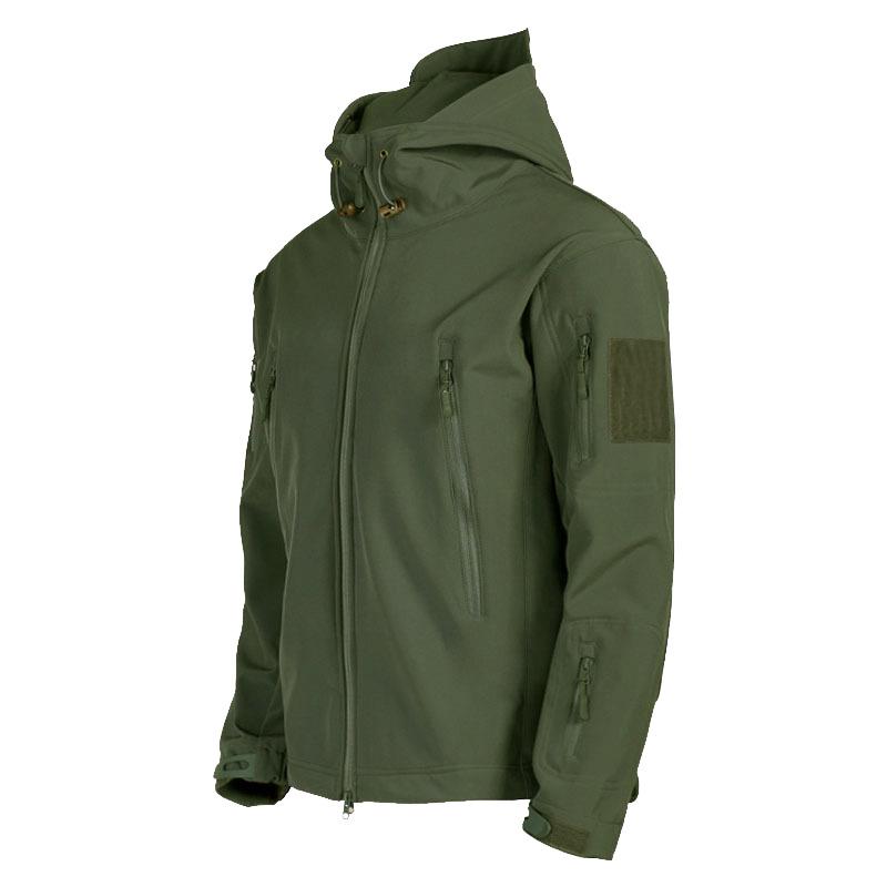 Militär Outdoor Jacken Männer Shark Haut Soft Shell Taktische Wasserdichte Windjacke Armee Kampf Jacke Herren Mit Kapuze Bomber Mäntel XXXL armee grüne