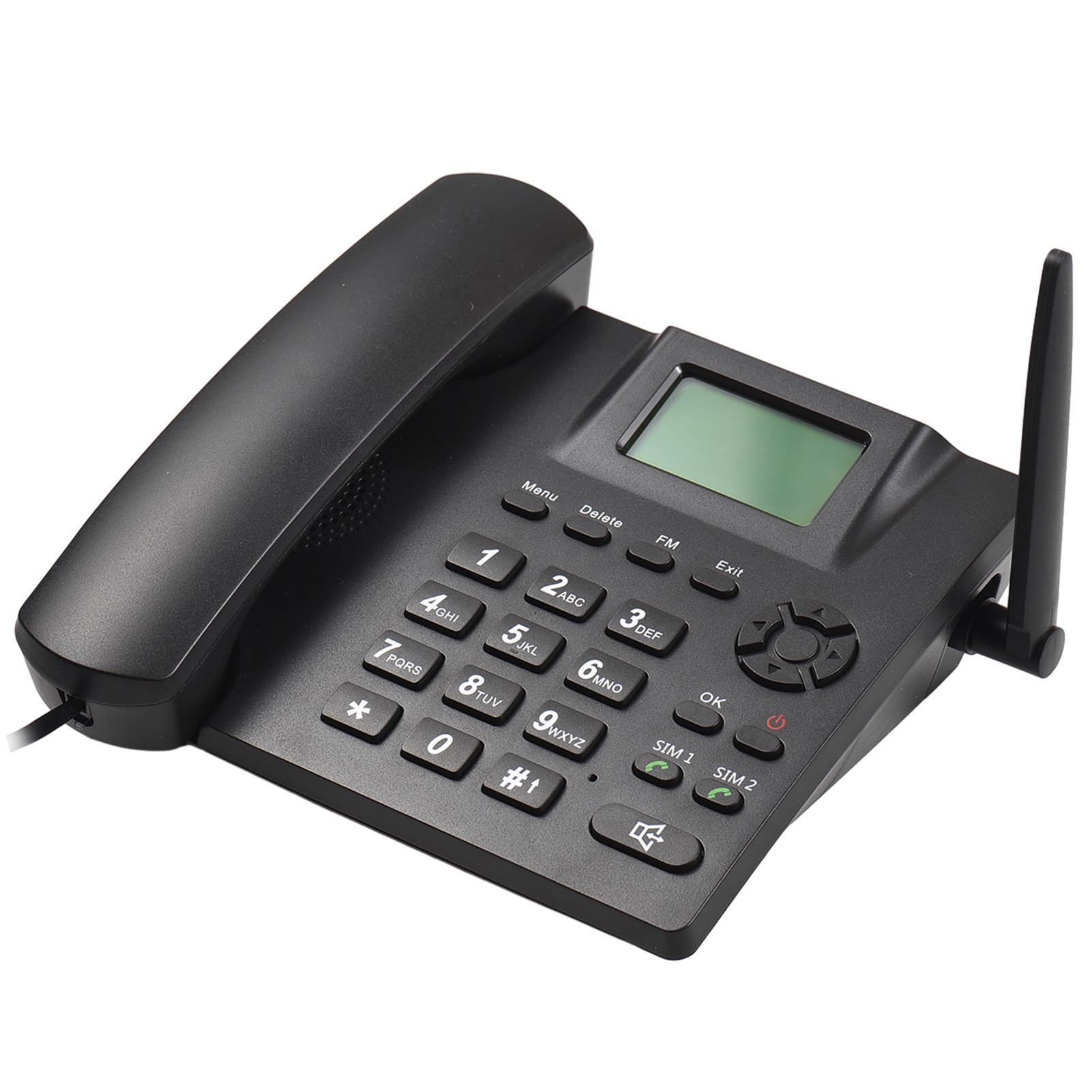Festes, drahtloses Festnetztelefon, Desktop-Telefon, unterstützt GSM 85090018001900 MHz, Dual-SIM-Karte, 2G EU Plug schwarz