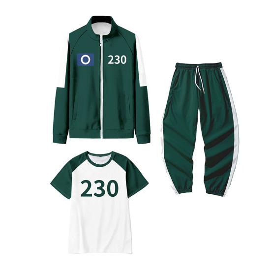 230 001 007 Trainingsanzug Cosplay Kostüm Koreanisch Unisex Jacke Kurzarm Oberteil Jogginghose 3-teiliges Trainingsanzug-Set S A