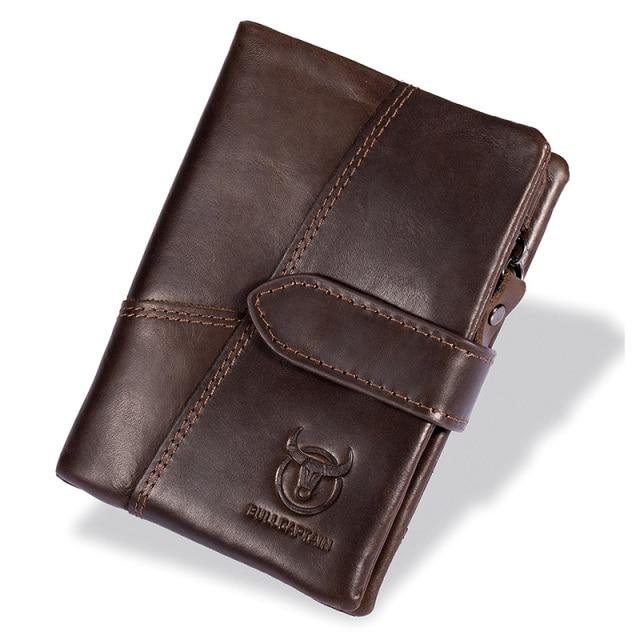 BULLCAPTAIN Leder-Geldbörse für Herren, modisch, zweifach, Kartenhalter, Geldbörse, RFID-blockierend, Herren-Geldbörse, Herren-Geldbörse, Gelb, Braun, 01 kaffeebraun