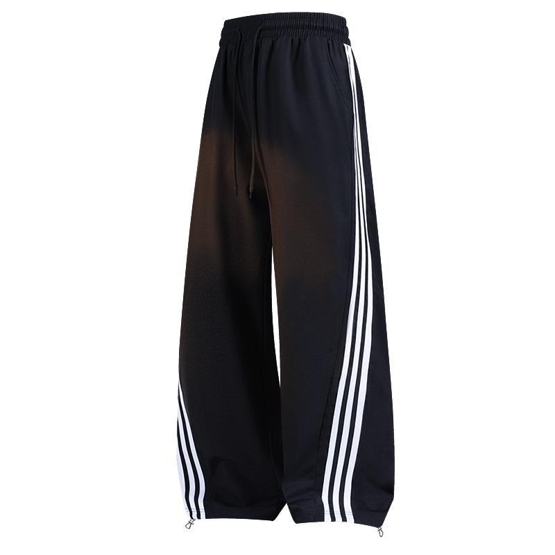 Drei Streifen Weitbeinige Scimitar-Sweathose Herren Frühling und Herbst Locker Freizeithose Herren- und Damenmode Trendmarke M schwarz