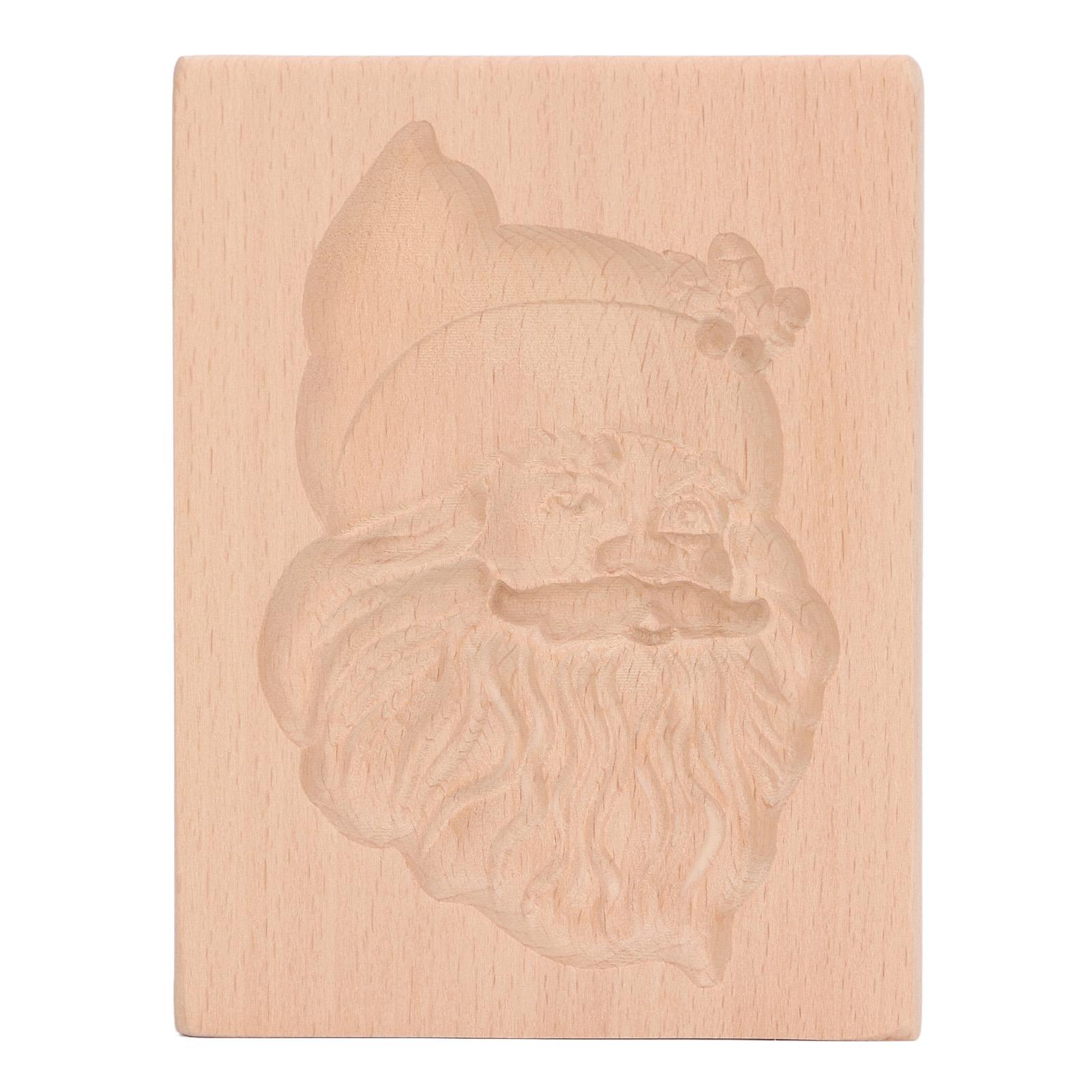Geschnitzte Holz Ausstechform Form Küche Lebkuchen Keks Presse Stempel Prägeform Weihnachtsmann Santa