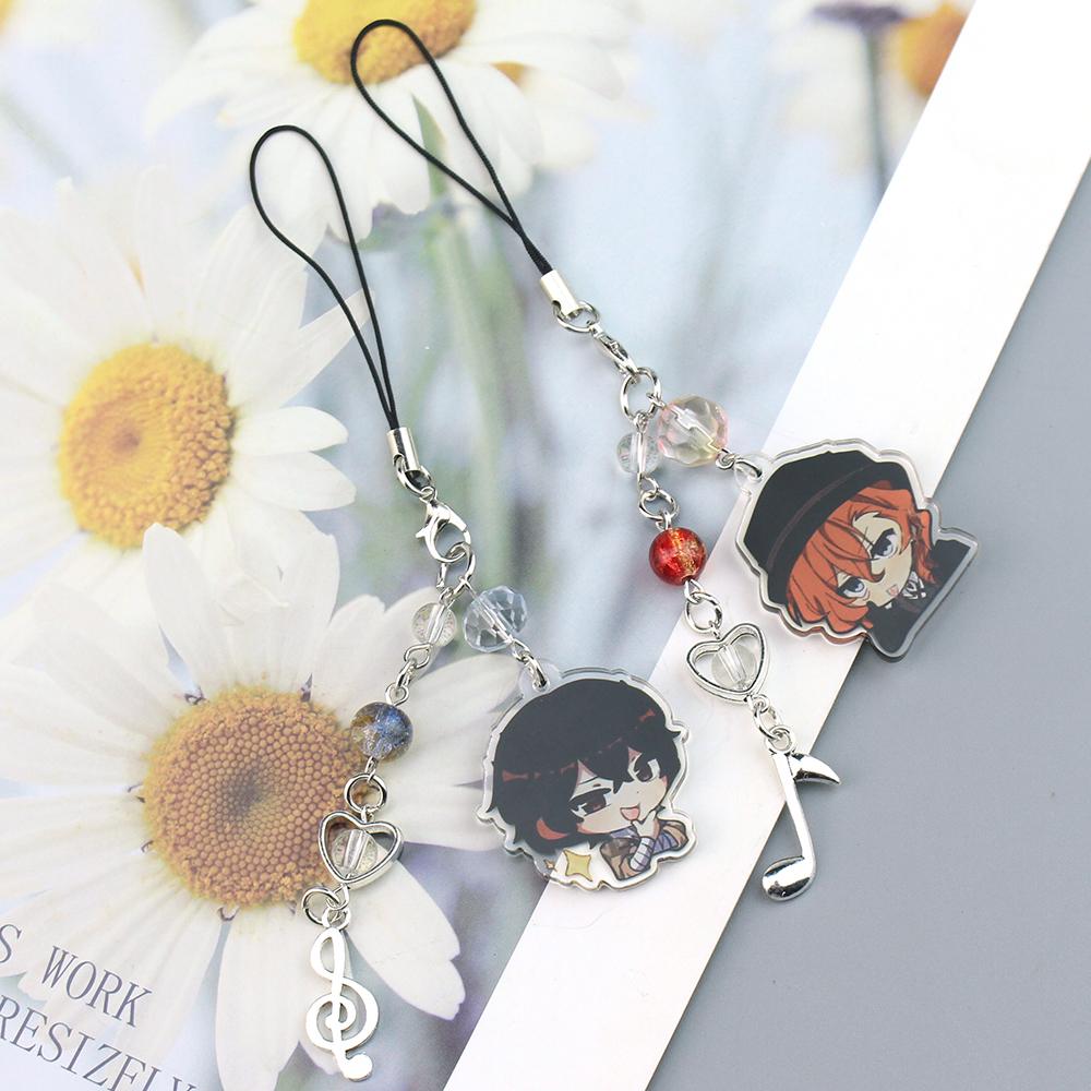 Anime BSD Dazai Osamu und Chuuay Schlüsselanhänger Bungou Stray Dogs Soukoku Inspiration Acryl Schlüsselanhänger Rucksack Schlüsselanhänger Anhänger Geschenke gray