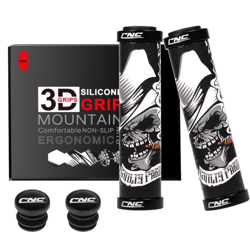 CNC Mountainbike Griffe Silikon MTB Griffe Gel Fahrrad Lenkergriff Lock-On Fahrradzubehör Passend für Flat Riser Lenker schwarz