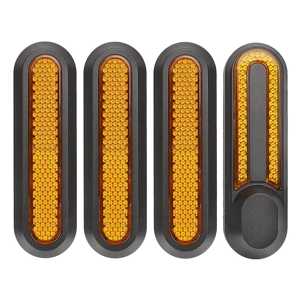 Set mit 4 Radnabenkappen für Elektroroller, Gabel, reflektierende Streifen, dekorative Radseitenabdeckung mit gelb