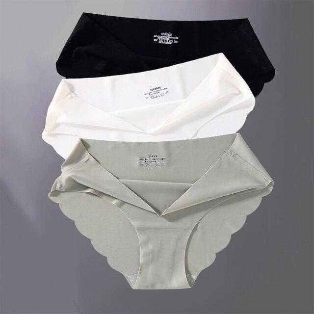 3 Teile/satz Frauen Höschen Sexy Nahtlose Unterwäsche Pantys Dessous für Weibliche Unterhose Weiche Einfarbig Low-Rise Briefs Dessous L white