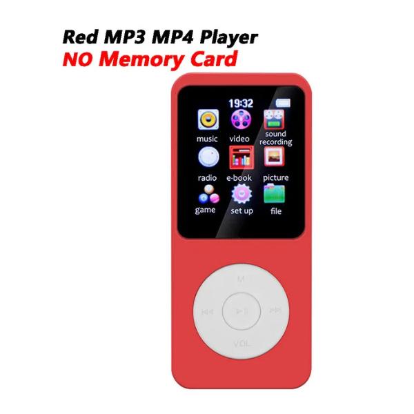 MP3-Player Tragbarer Musikplayer Bluetooth 5.4 Musik Stereo Player 1,8 Zoll Bildschirm Unterstützung UKW-Radio E-Book Aufnahme rot