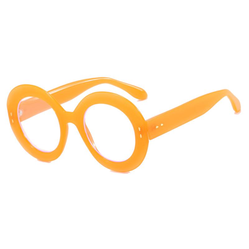 Brille Rund Flachspiegel Reiskorn Nagel Übergröße Rahmen Neu Retro Mehrfarbige Option Damen Trend Netz Rot INS Laufsteg Brille