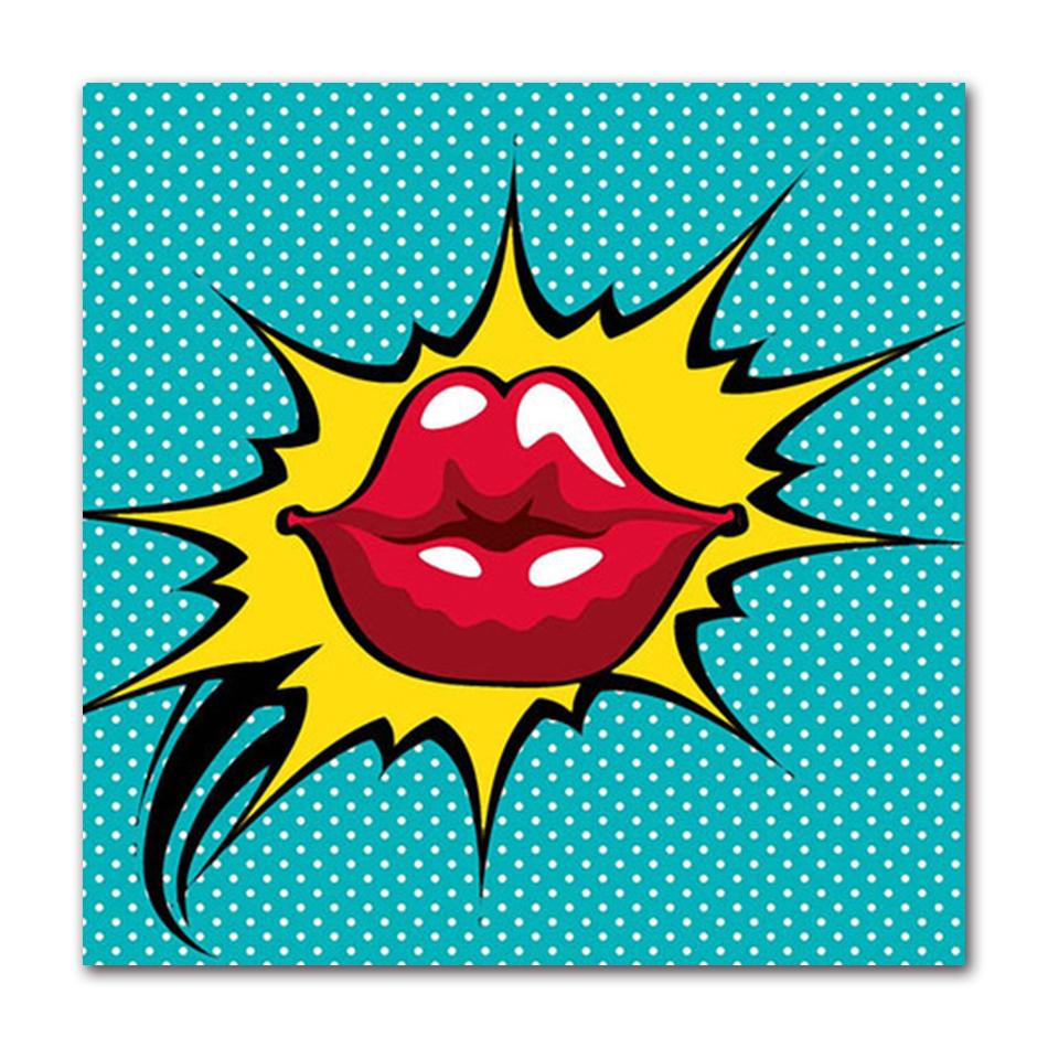 Roy Lichtenstein Pop Abstrakte Kunst Leinwand Malerei Poster Drucke Kunst für Wohnzimmer Quadratische Wandkunst Bilder Heimdekoration Cuadros 40X40CM No Framed