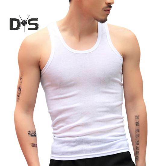 Männer O hals Ärmellose Tank Tops Einfarbig Slim Fit Fitness Gym Workout Unterhemd Bodybuilding Lauf Weste M weiß