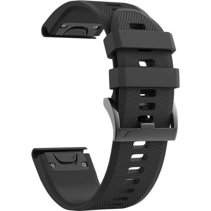 Armband für Garmin Fenix 6 - 6 Solar - 6 Pro - 6 Pro Solar - 6 Pro Sapphire - Silikon Schwarz 22mm QuickFit Phonillico®