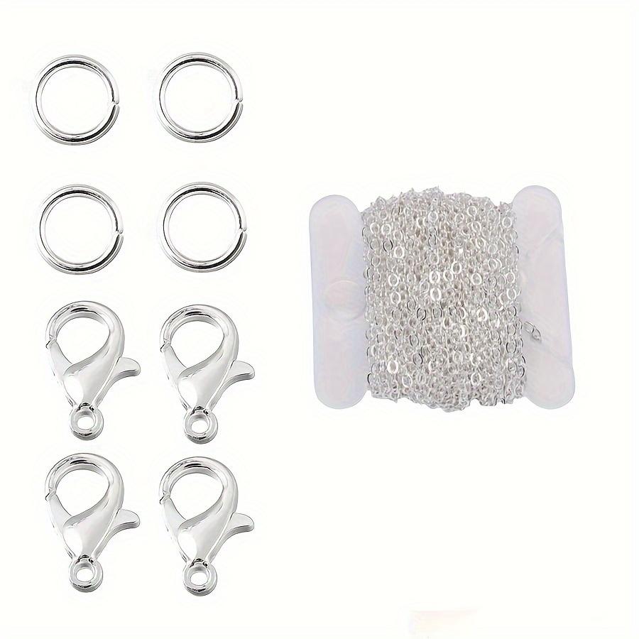 61 Stück/Set Legierung Massen-Gliederkette mit Biegeringen Karabinerverschlüssen Halskettenketten für DIY Schmuckherstellung Zubehör Halsketten Zubehör 61Pcs/Set silber