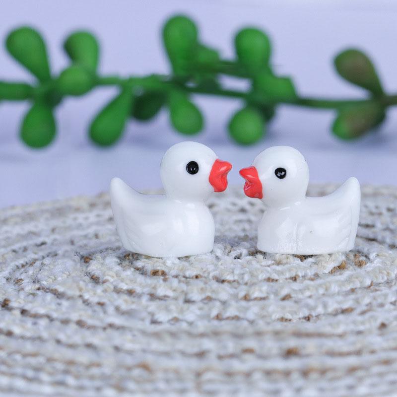 200-10 Stück/Set Harz Mini Enten Dekoration Miniaturfiguren Kleine Ente Handwerk Mikrolandschaft Puppenhaus Dekoration Zubehör 50 pcs weiß