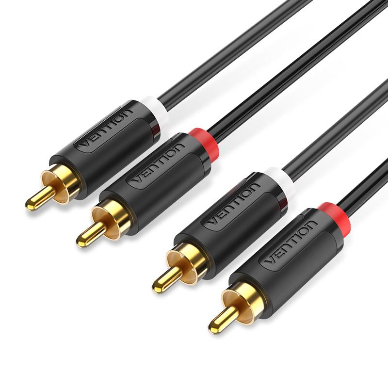Vention 2RCA-Audiokabel, Stecker auf Stecker, RCA auf RCA auf 0,5 m–3 m, Kabel für Heimkino, DVD-Verstärker, vergoldetes Kabel 0.5m schwarz