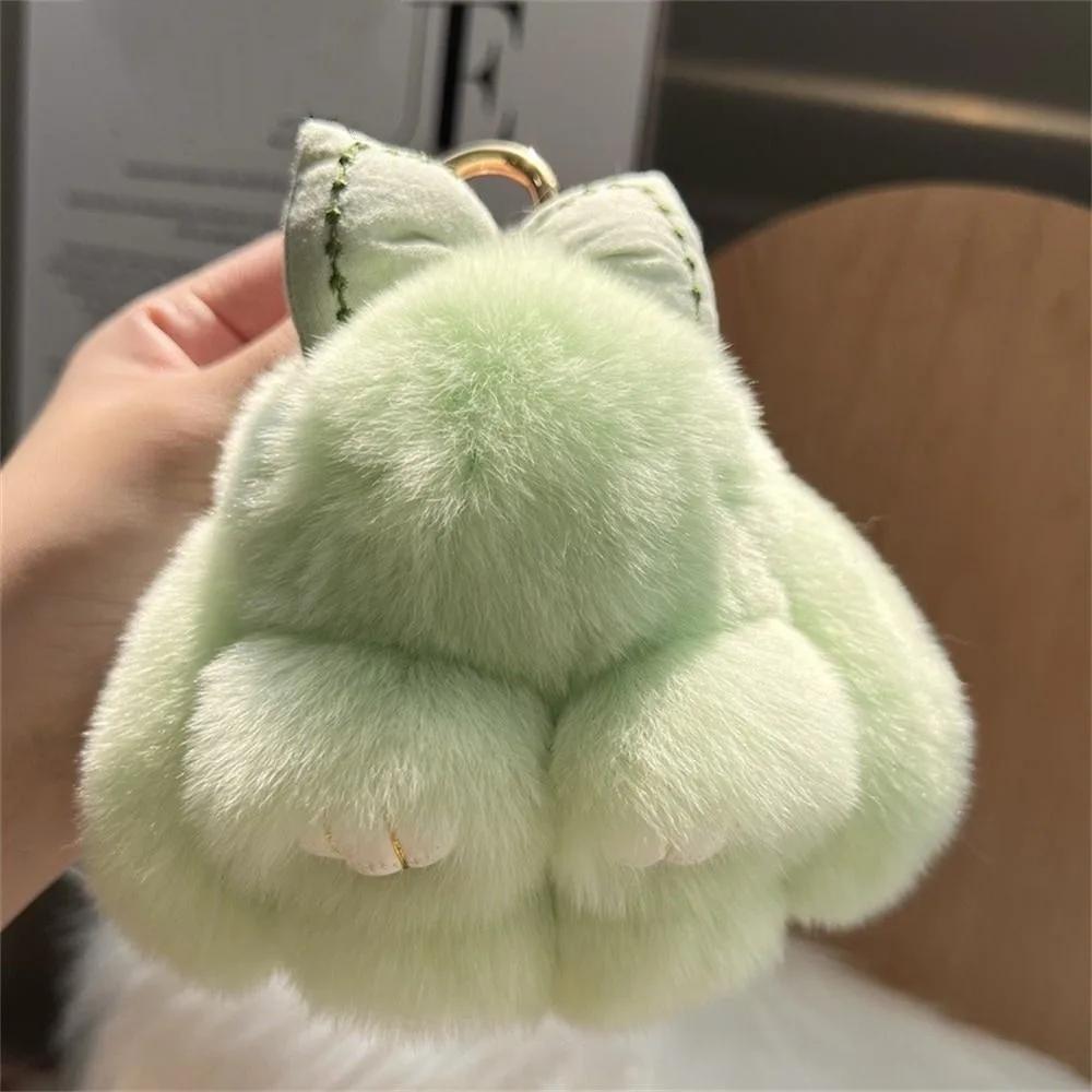 Rosa Kaninchen Plüsch Schlüsselanhänger Weicher Ester Hase Schlüsselanhänger Hase Mode Haarspange Kaninchenfell Schlüsselanhänger Niedliche Flauschige Hase Zubehör beige