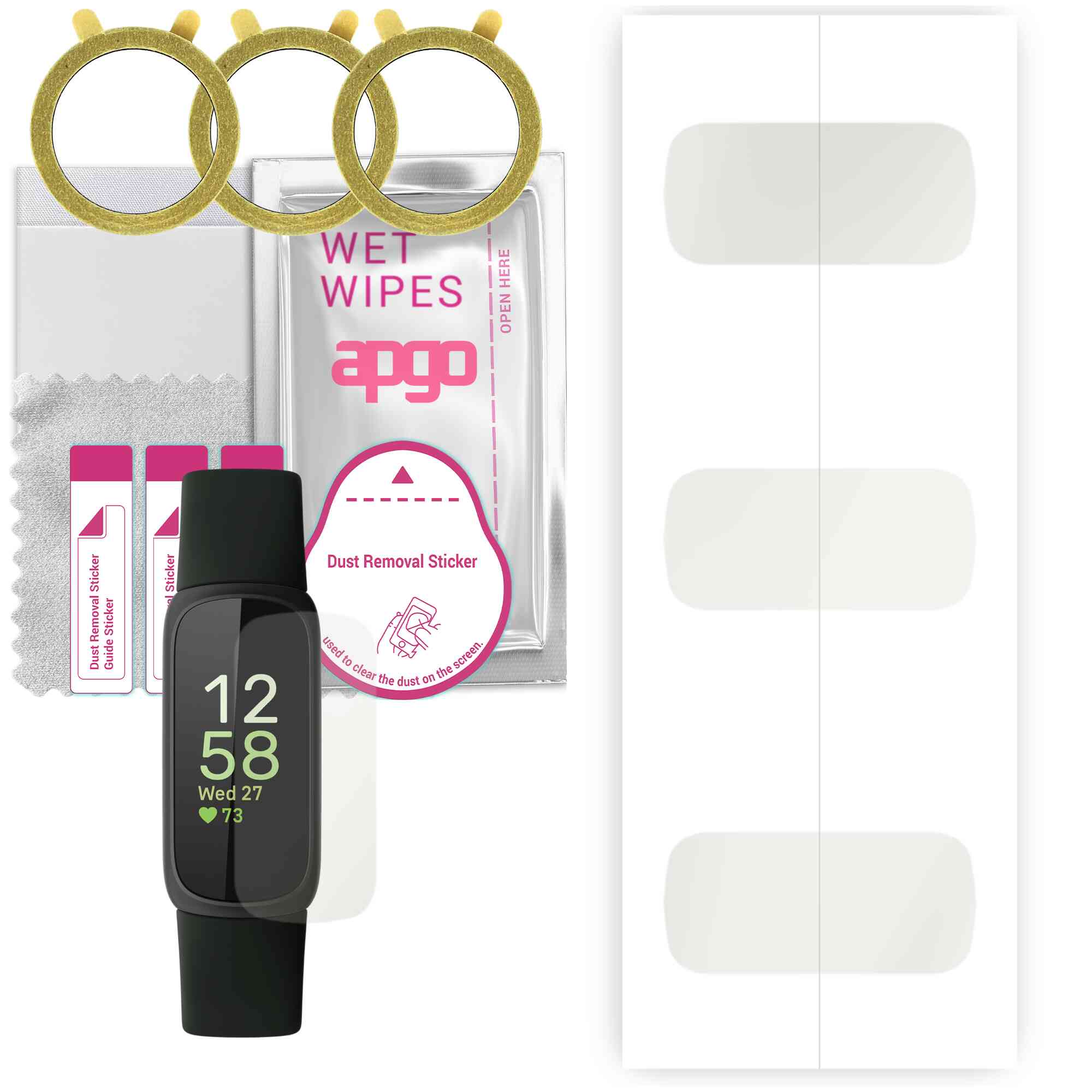 3x apgo Hydrogel Matte Displayschutzfolie für Fitbit Inspire 3, Hydrogelfolie, flexibel, weiches TPU mit Positionierungsschicht, einfache Installation