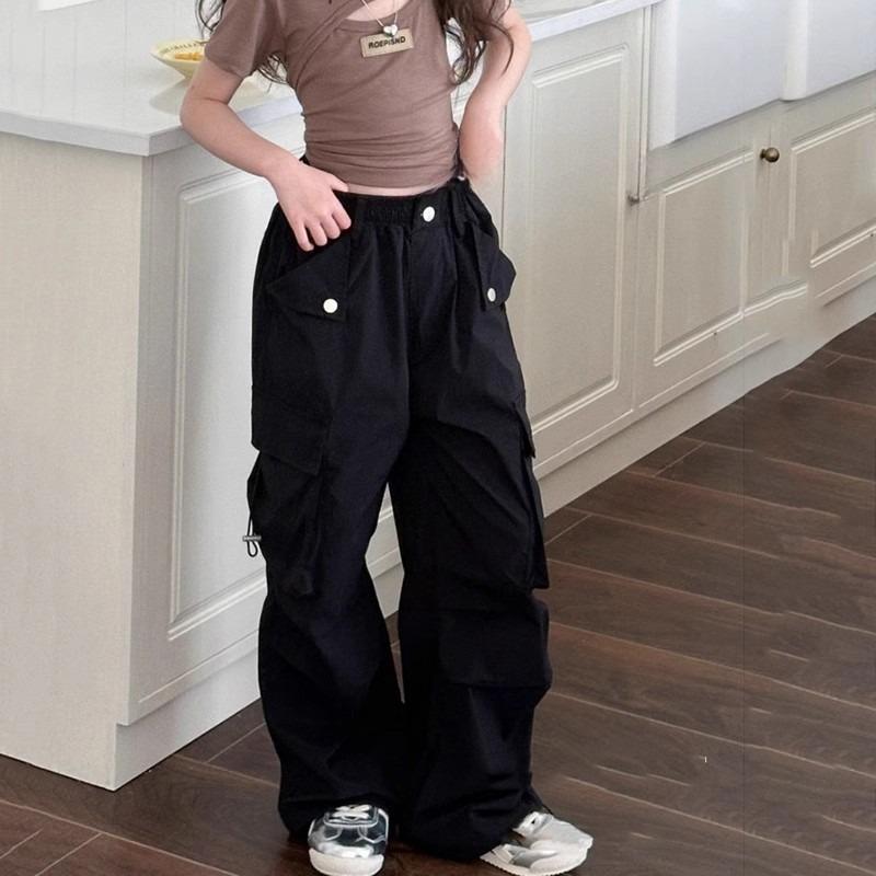Mädchen Hosen Frühling Kinder Hip Hop Hosen Sommer kinder Streetwear Casual Hosen Herbst Mode Teen Große Größe Jogginghose 170 schwarz