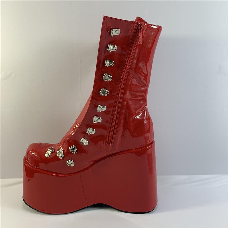 Rosa Lässige Flachboden Wasserdicht Tisch High-Top Spot Niedrigschaft Muffin Schuhe Einfarbig Runde Spitze Einzelne Schuhe Modische Super High Heels YKC 40 rot