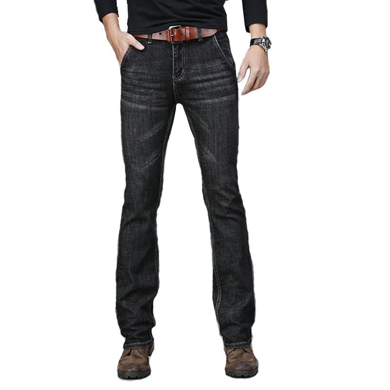 Herren-Jeans mit großem Schlag, Boot-Cut-Bein, ausgestellt, männliche Designer-Klassiker-Denim-Jeans, hohe Taille, lockere, ausgestellte Denim-Jeans 32 schwarz