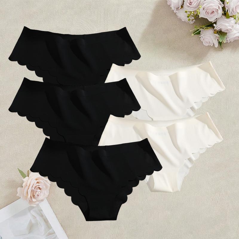 5 STÜCKE Nahtlose Seiden Slips Sexy Slips Für Damen Mittelhoch Bequem Mädchen Seiden Slip Damen Unterhosen Damen Lingerie 1XL&Set white