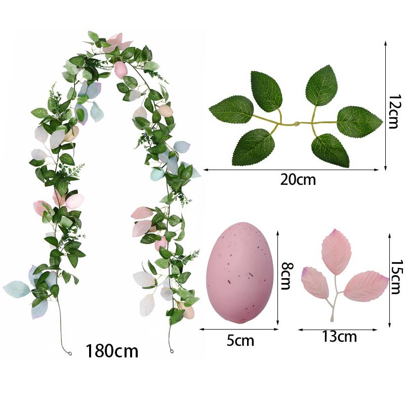 180cm Künstliche Pflanze Ranke Girlande Ostereier Rattan Künstliche Glyzinie Für Zimmer Garten Tür Kamin Dekoration Hängender Anhänger gray