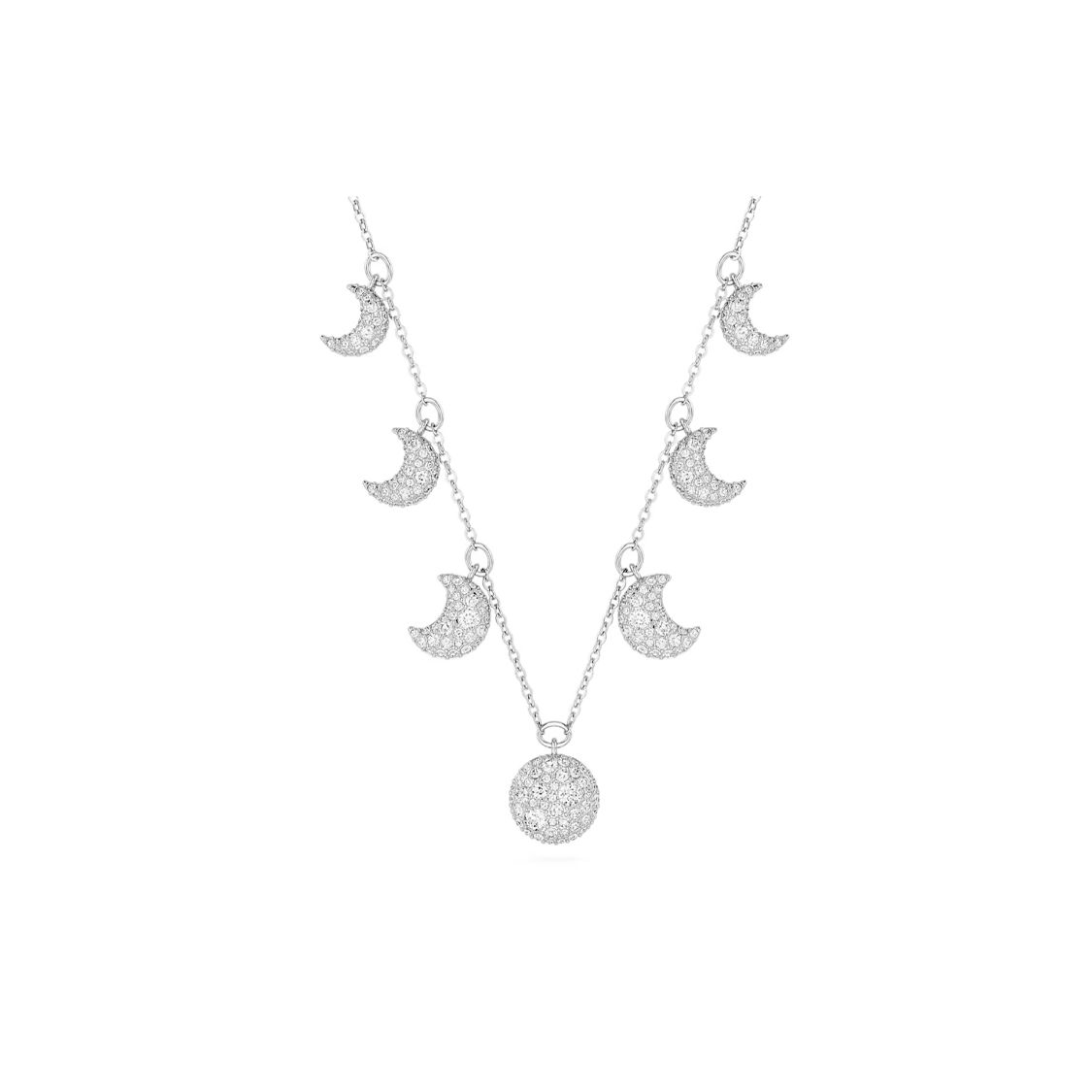 Swarovski Sublima Nachthimmel Mond Anhänger Rhodinierte Kristall Halskette Damen Halskette Silber 5666178 F,Silver white