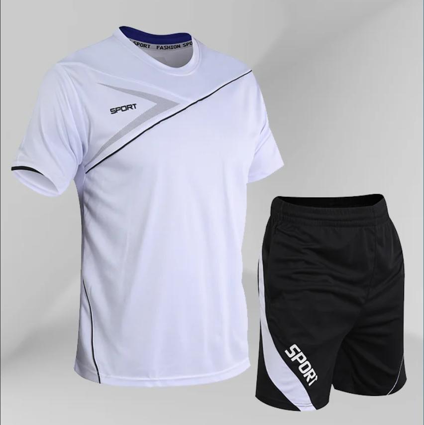 Trainingsanzug Herren Set Herren 2 Stück Sets Sommer Freizeitkleidung Fitness Trainingsanzüge Set M kühle weiße