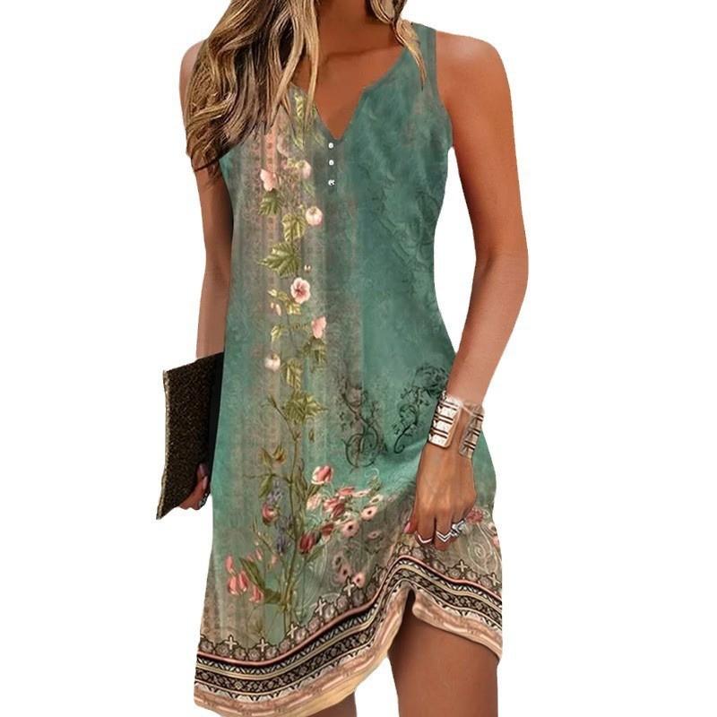 Sommerkleider für Damen Locker V-Ausschnitt Kurzarm Lässiges T-Shirt-Kleid Lässiges Sommerkleid Arbeits- und Bürokleider XXL grün