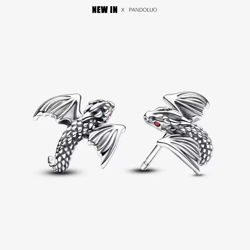 Drachenanhänger Neu in Game of Thrones Ring Ohrringe Halskette Anhängerperlen Passend Armband Silber Damen Anhänger Schmuck