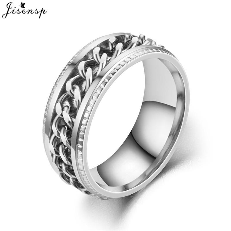 Mode-Angst Fidget Ringe Entspannender Rotierbarer Edelstahl-Kettenring für Männer Frauen Spinner Schmuck Gold Schwarz Bague Homme 13 white