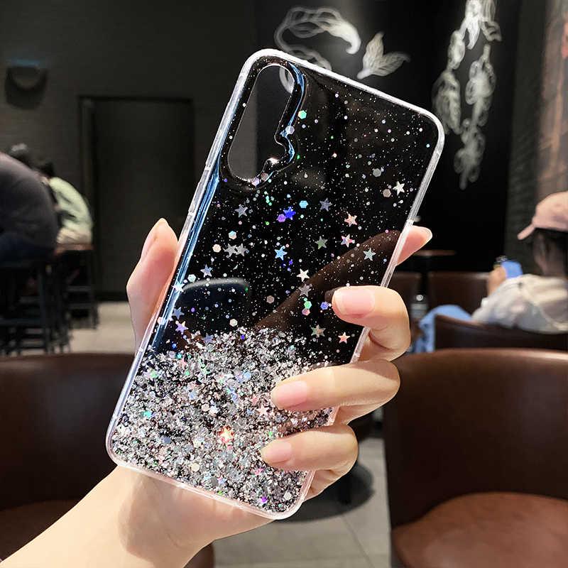 Luxus Bling Glitzer Hülle HUAWEI P30 Lite P20 Honor 8A 8S 8X 9X Y6 Y9 Y5 2019 Y7 Soft Stars Cover Huawei Nova 5T schwarz
