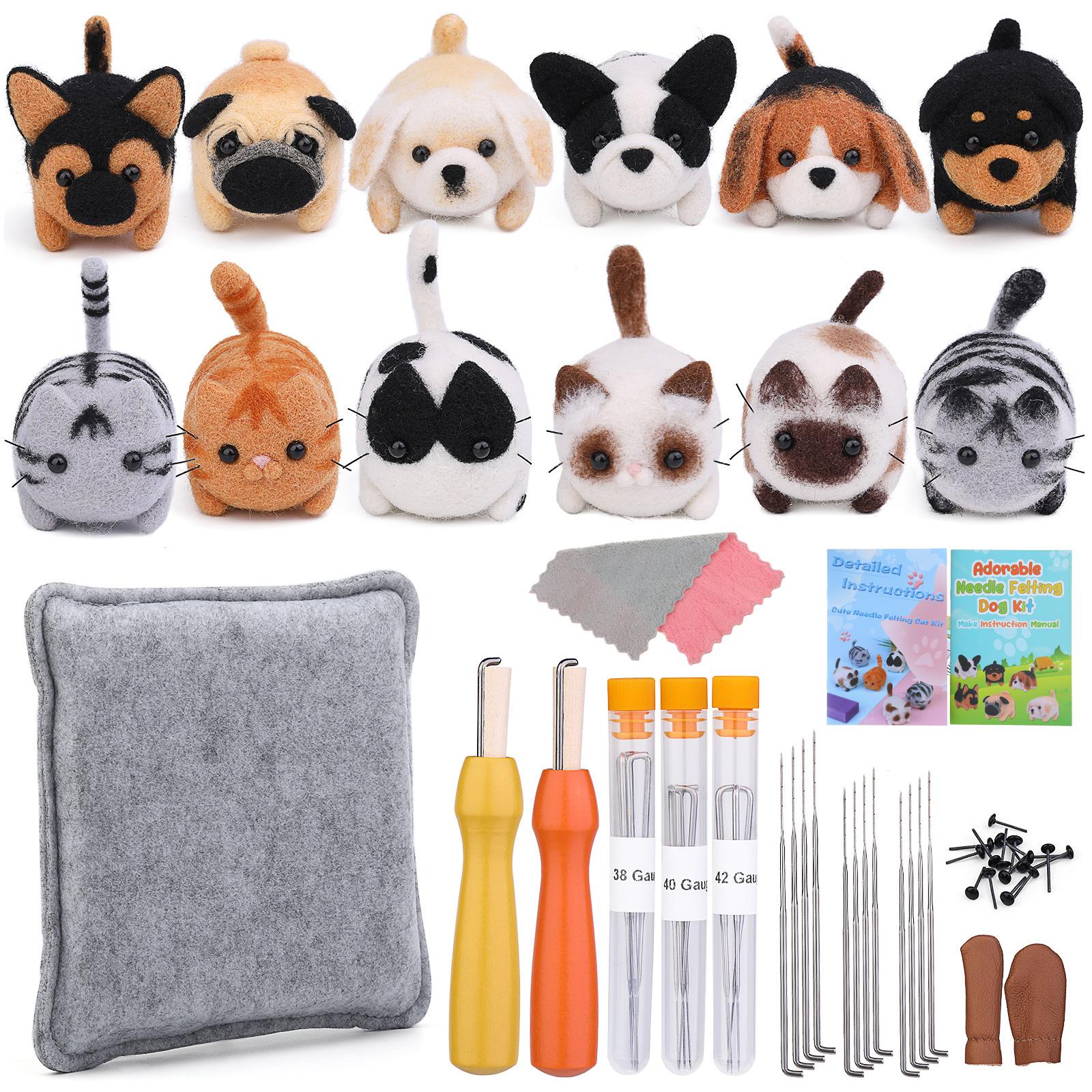 Nadelfilz-Zubehör-Sets mit Tiermotiven und Werkzeugen für Anfänger, Nadelfilz-Set, Nadelfilz-Zubehör-Sets mit Werkzeugen A