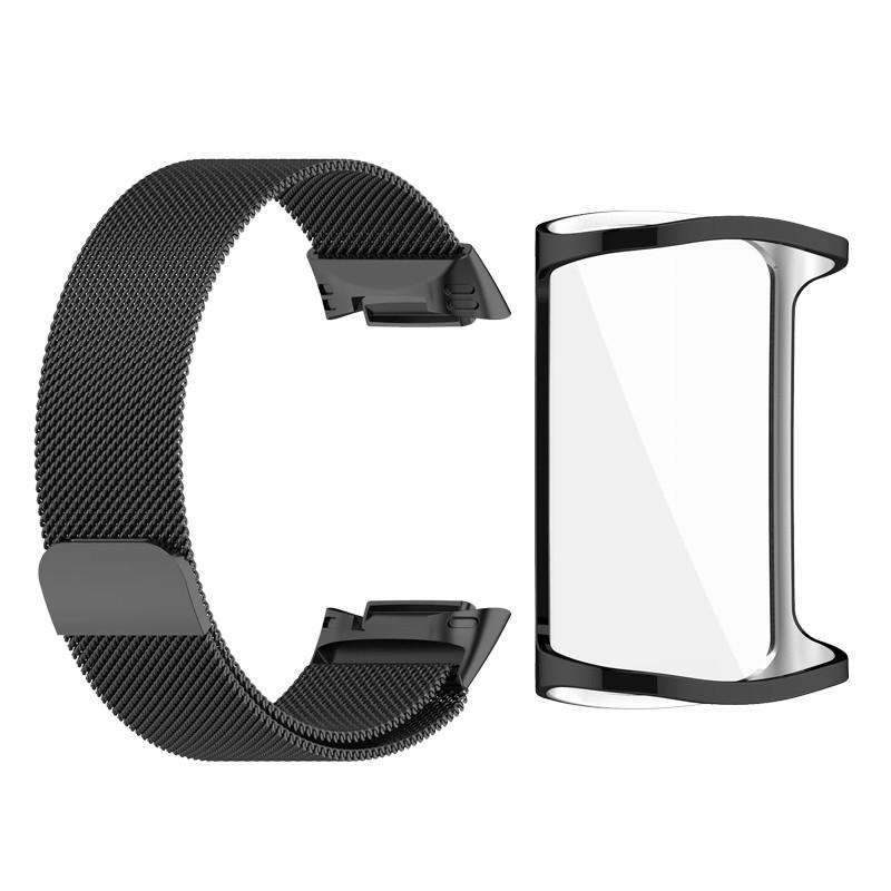 Gehäuse+Armband für Fitbit Charge 6 5 Ersatzband Armband Edelstahl Uhrenarmband und TPU Schutzhülle Fitbit Charge 5 schwarz
